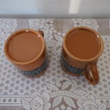 2 glazed terracotta mugs