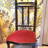 Napoleon III Prie Dieu chair, black wood, red velvet, 1900
