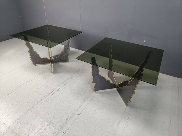 Tables basses, tables d'appoint brutalistes, années 1970