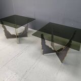 Vintage brutalist coffee tables or side tables, 1970s