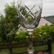 Set of 6 SEVRES crystal white wine glasses.