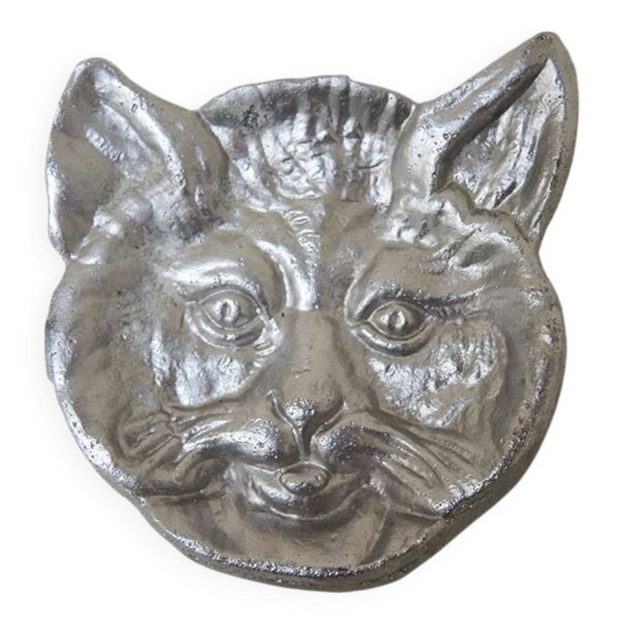 Antique Metal Cat Bowl