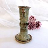 Handcrafted ceramic candle holder signed Blanot vintage France