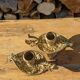 Pair of solid brass and arabesque candle holders