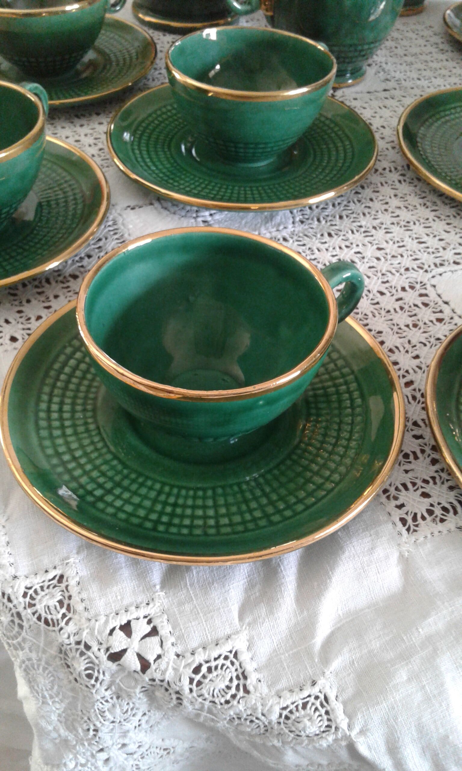Coffee service, Saint Clement ceramics, Blanche Letalle, circa 50