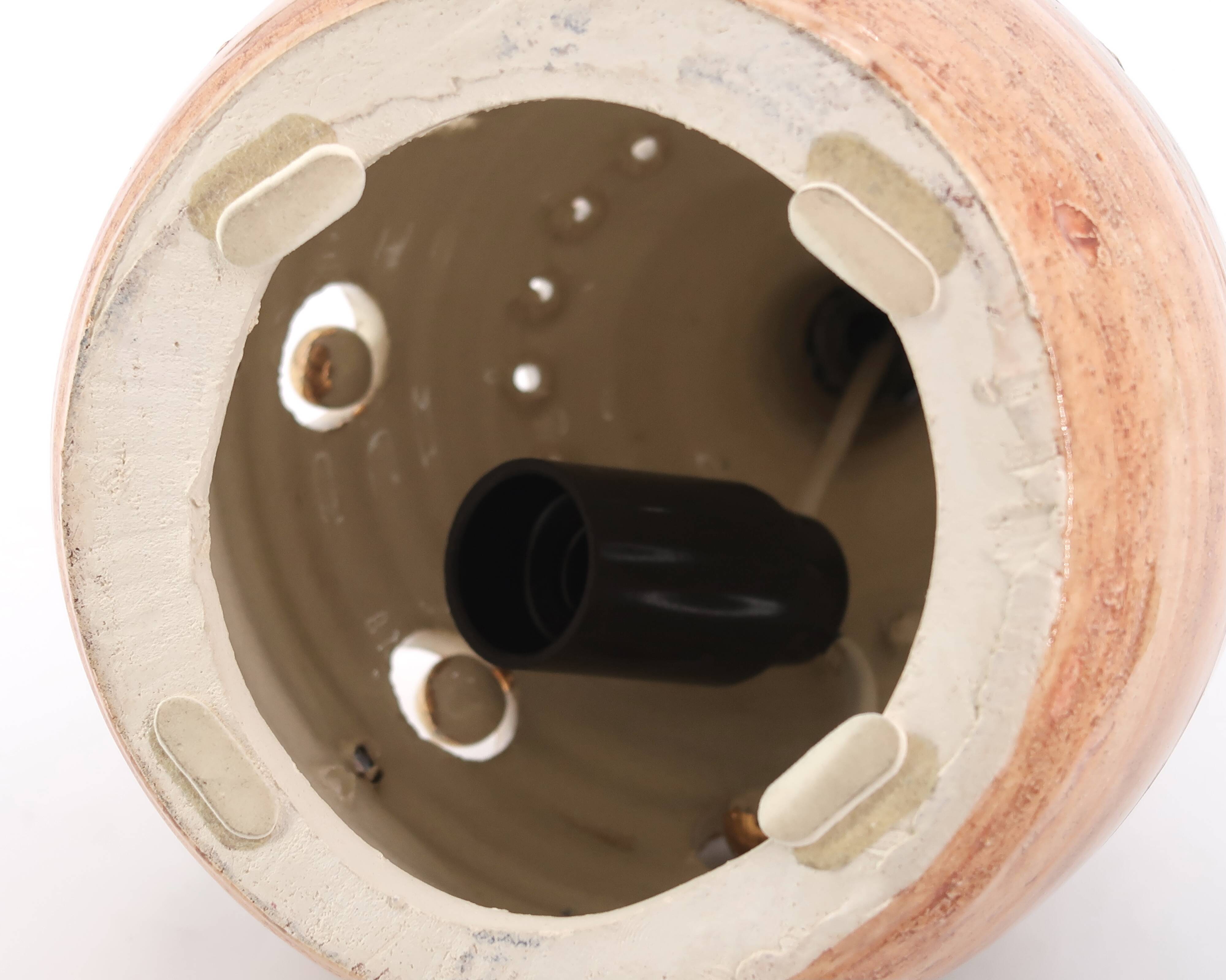 Ceramic lamp by Georges Pelletier, raffia lampshade