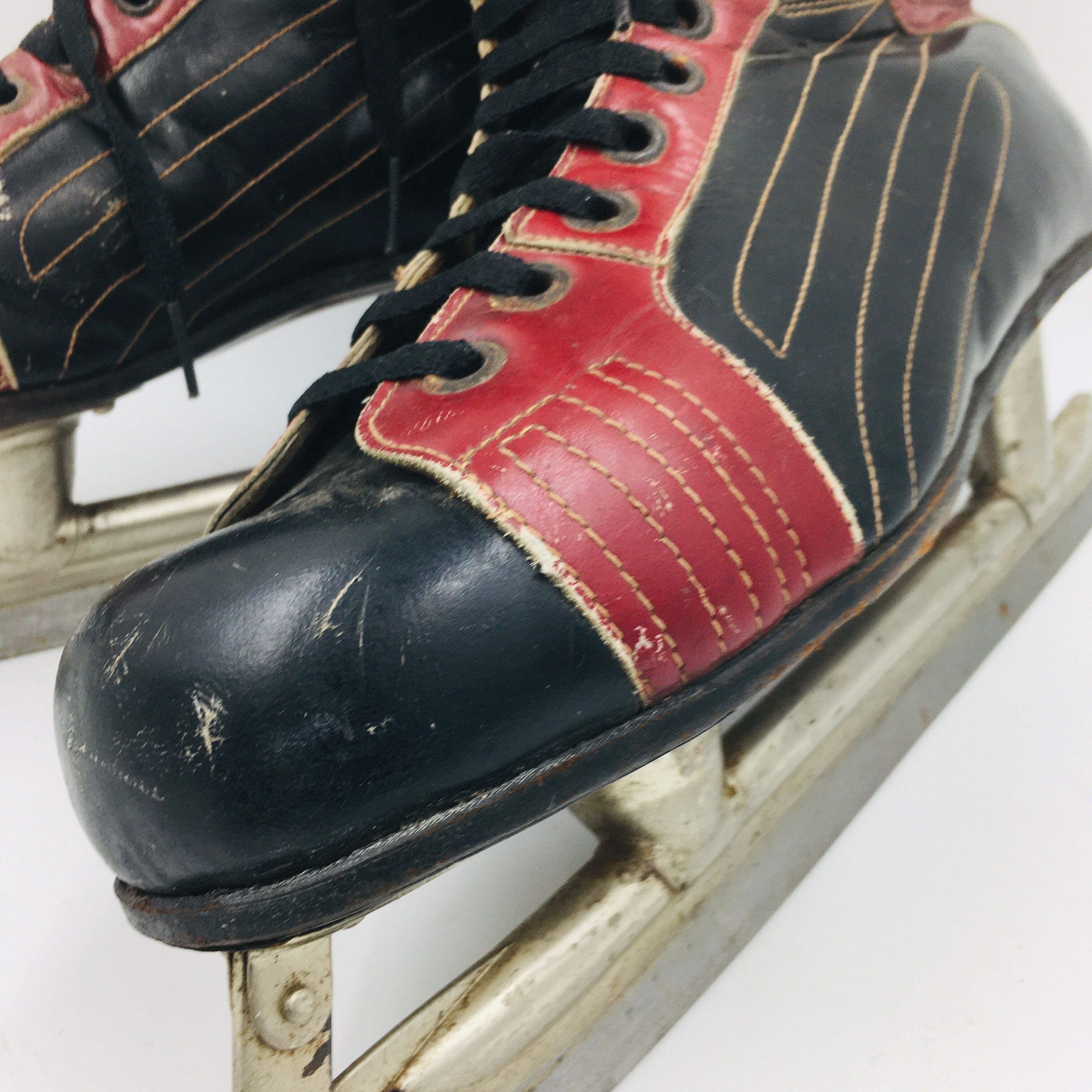 Pair of vintage leather ice skates