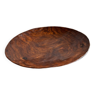 Grand plat vintage en bois sculpté à la main