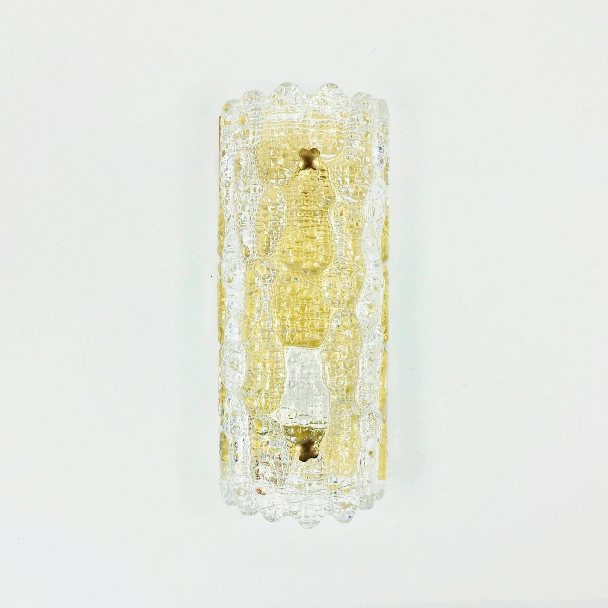 Mid Century Scandinavian Glass & Brass Wall Light by Carl Fagerlund, 1960s