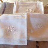 Lot de 6 serviettes anciennes monogramme "fw" blanches