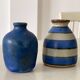 2 mid century ceramic vases in blue