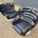 2x Joe Colombo Elda LONGHI Chair Black leather, White fiberglass