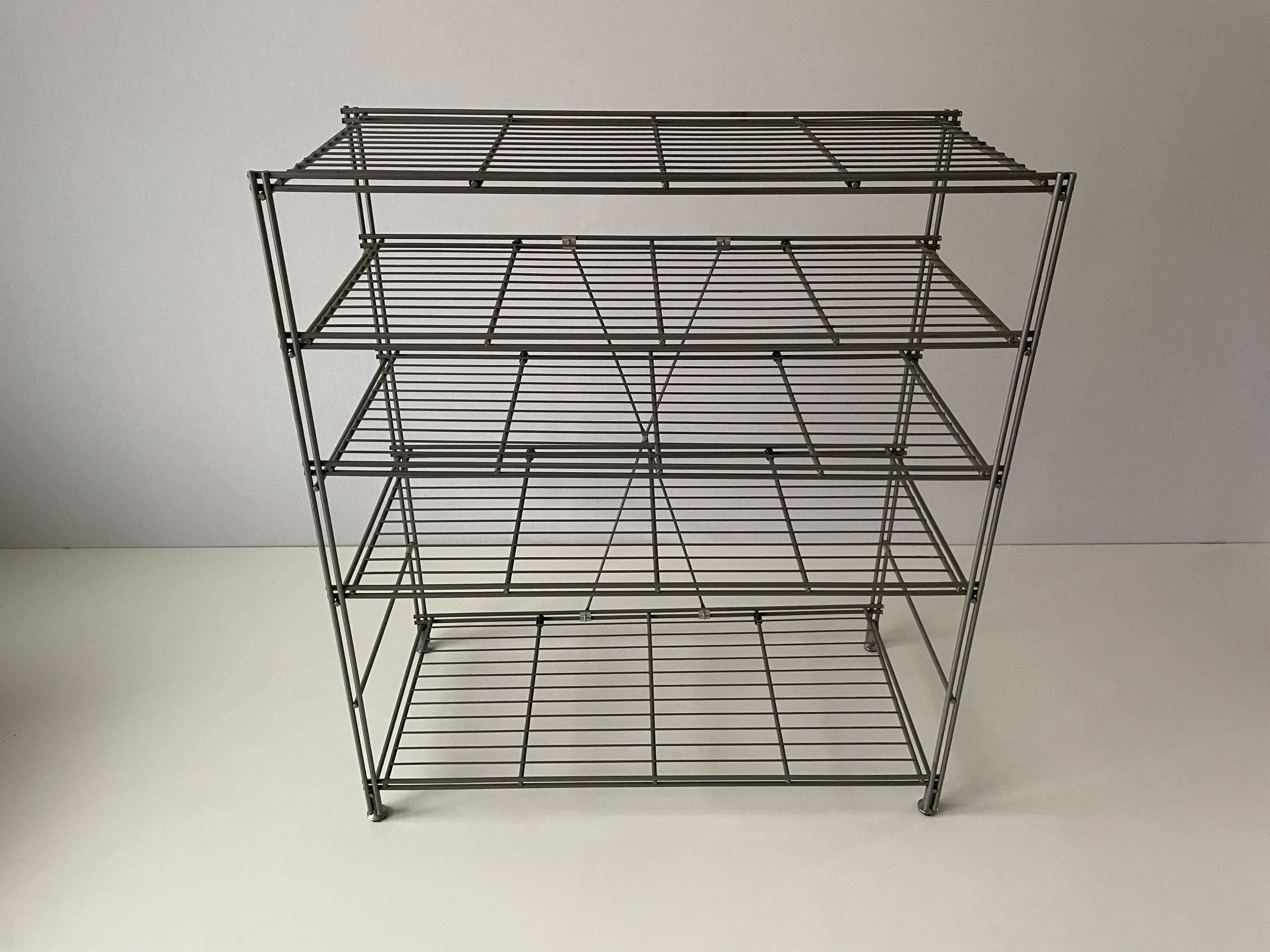 Free-standing industrial shelf with a metal structure, 4 shelves, 1960s, Germany.