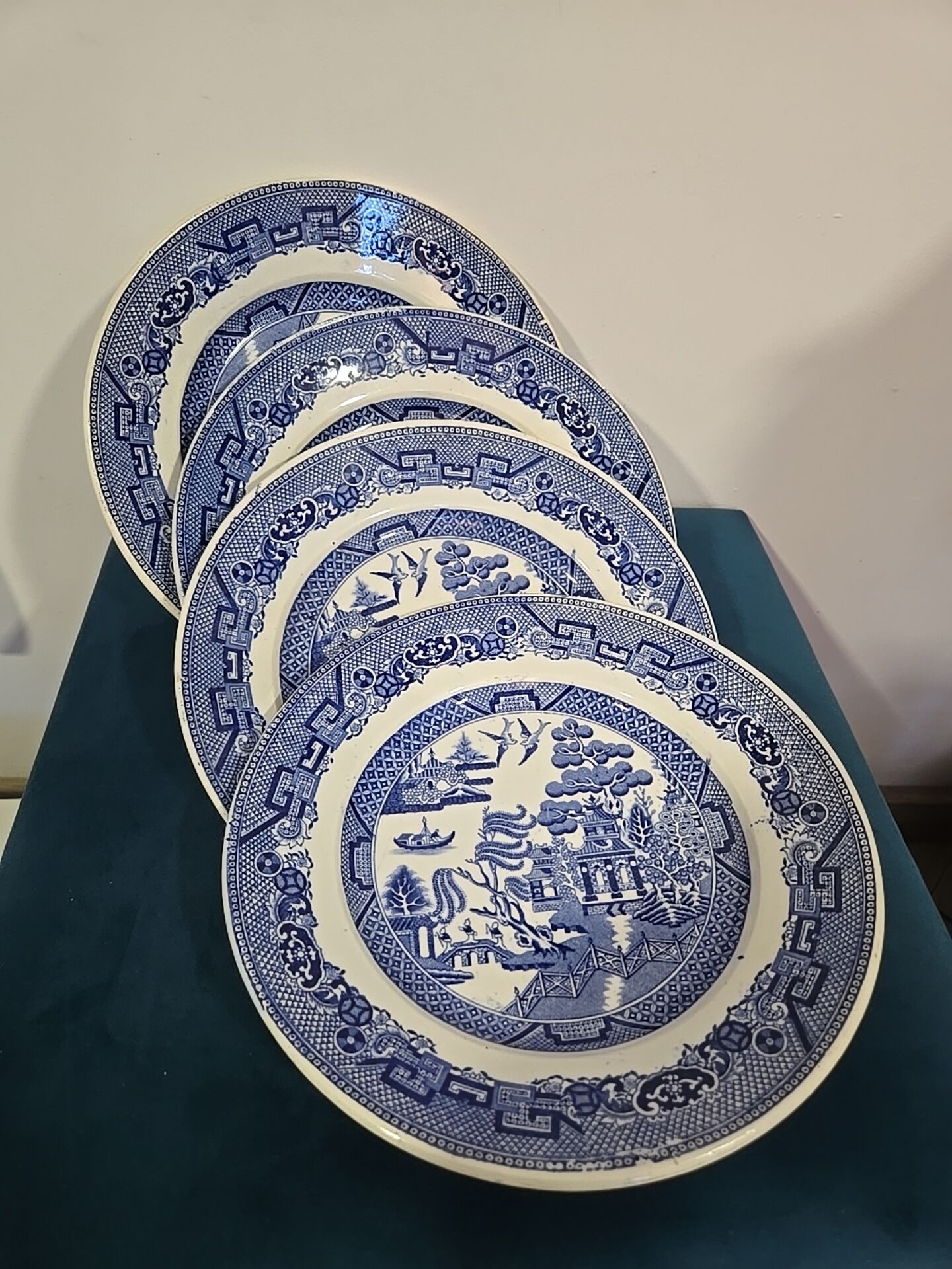 Hollow plate Creil and Montereau blue Japonese Pagoda model