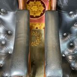 Pair of English armchairs Chesterfield black leather