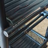Vintage 50's black lacquered bamboo trolley