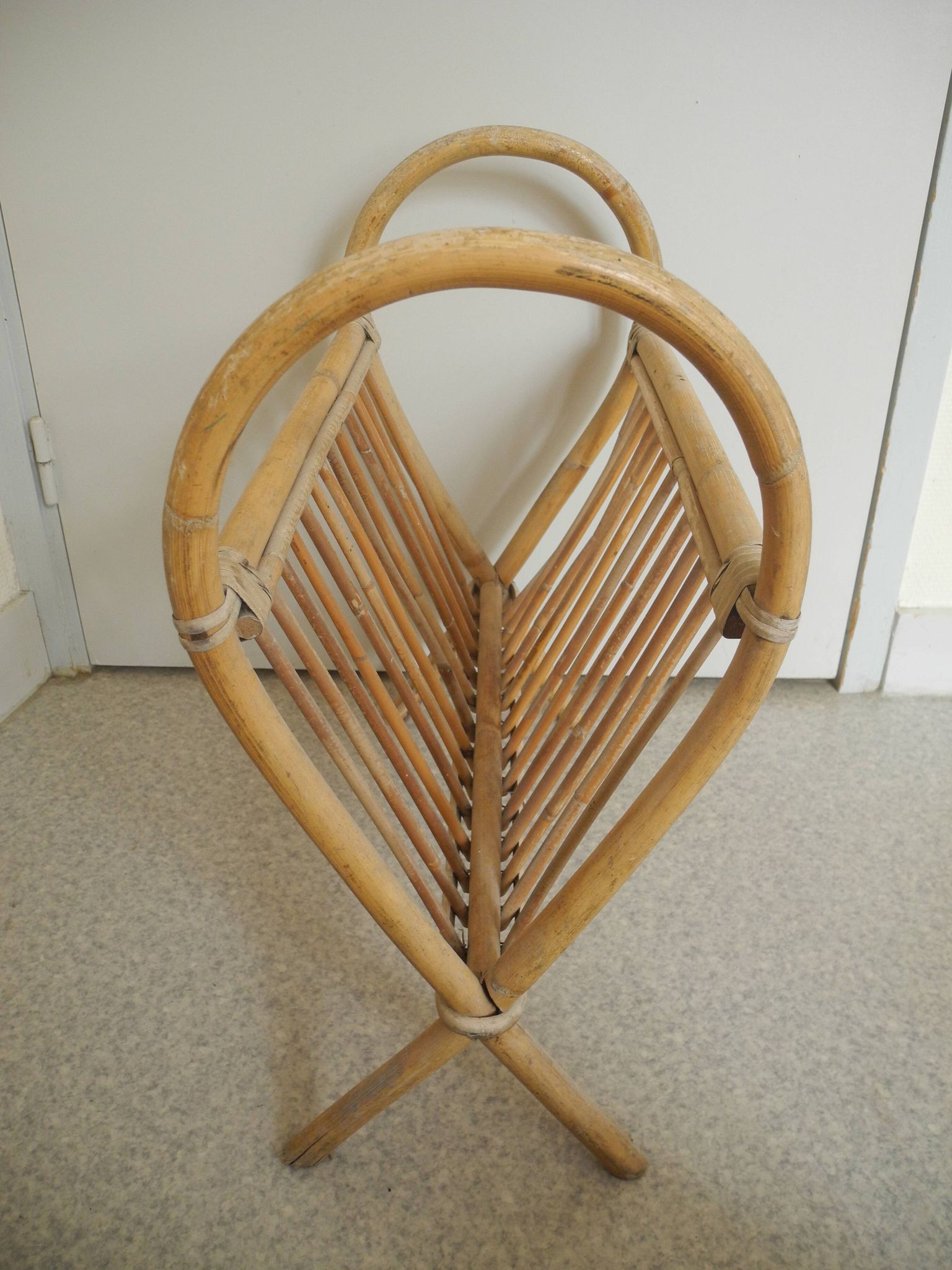 vintage rattan magazine rack