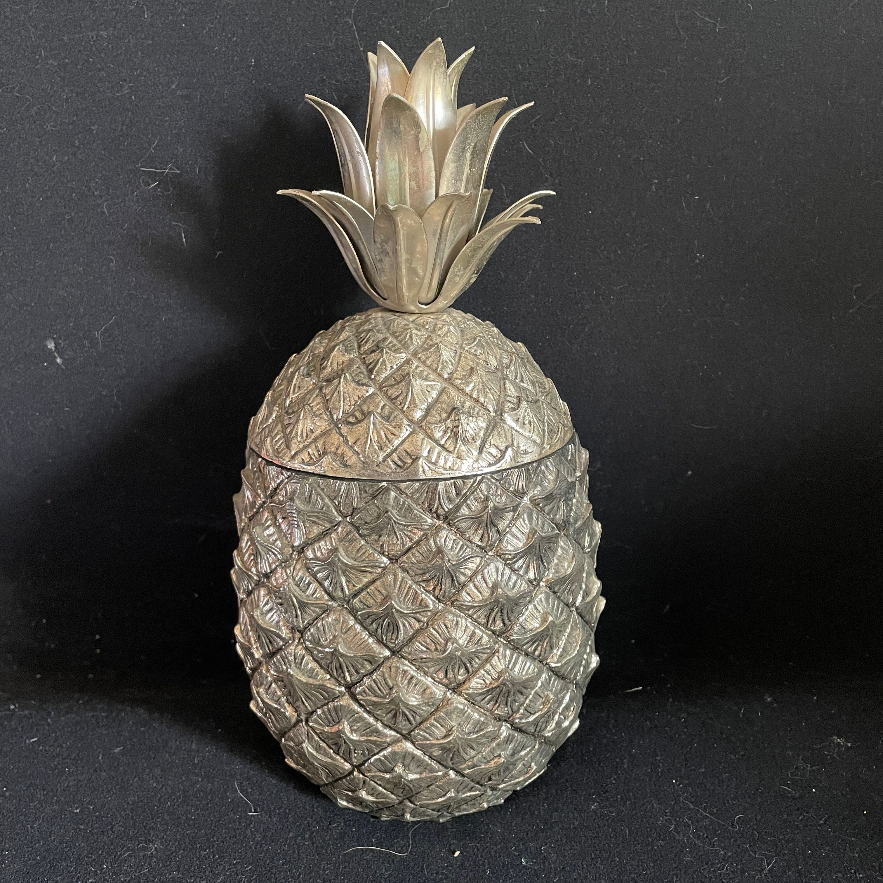 Pineapple Mauro Manetti ce cube tray in silver metal design 1960 M/M vintage