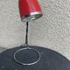 Desk, table lamp in red metal and silver vintage 1970