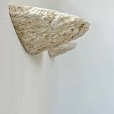 Pair of vintage stone sconces, natural beige, Italy 1979