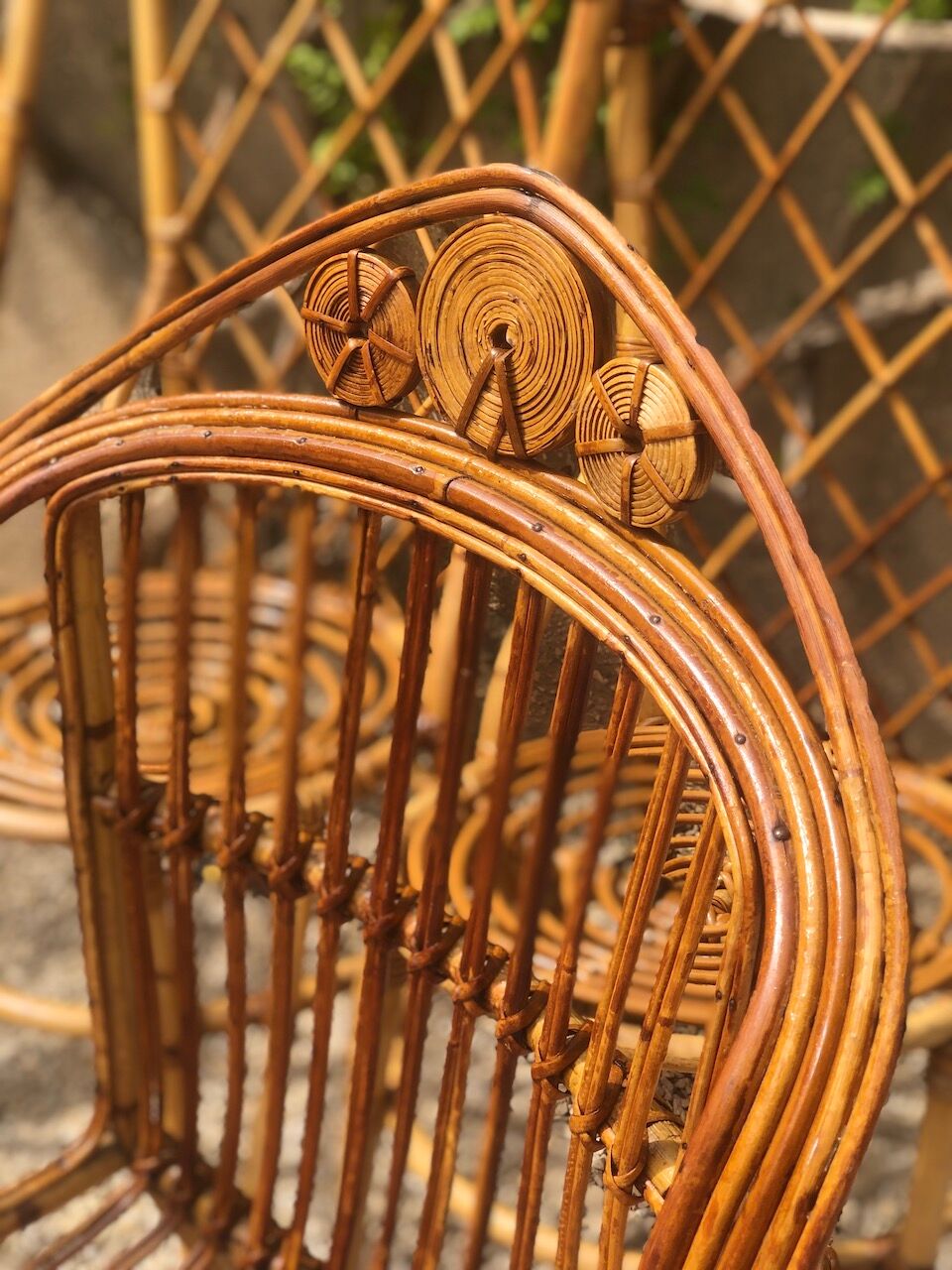 Set of 6 chairs in rattan Louis Sognot 1960