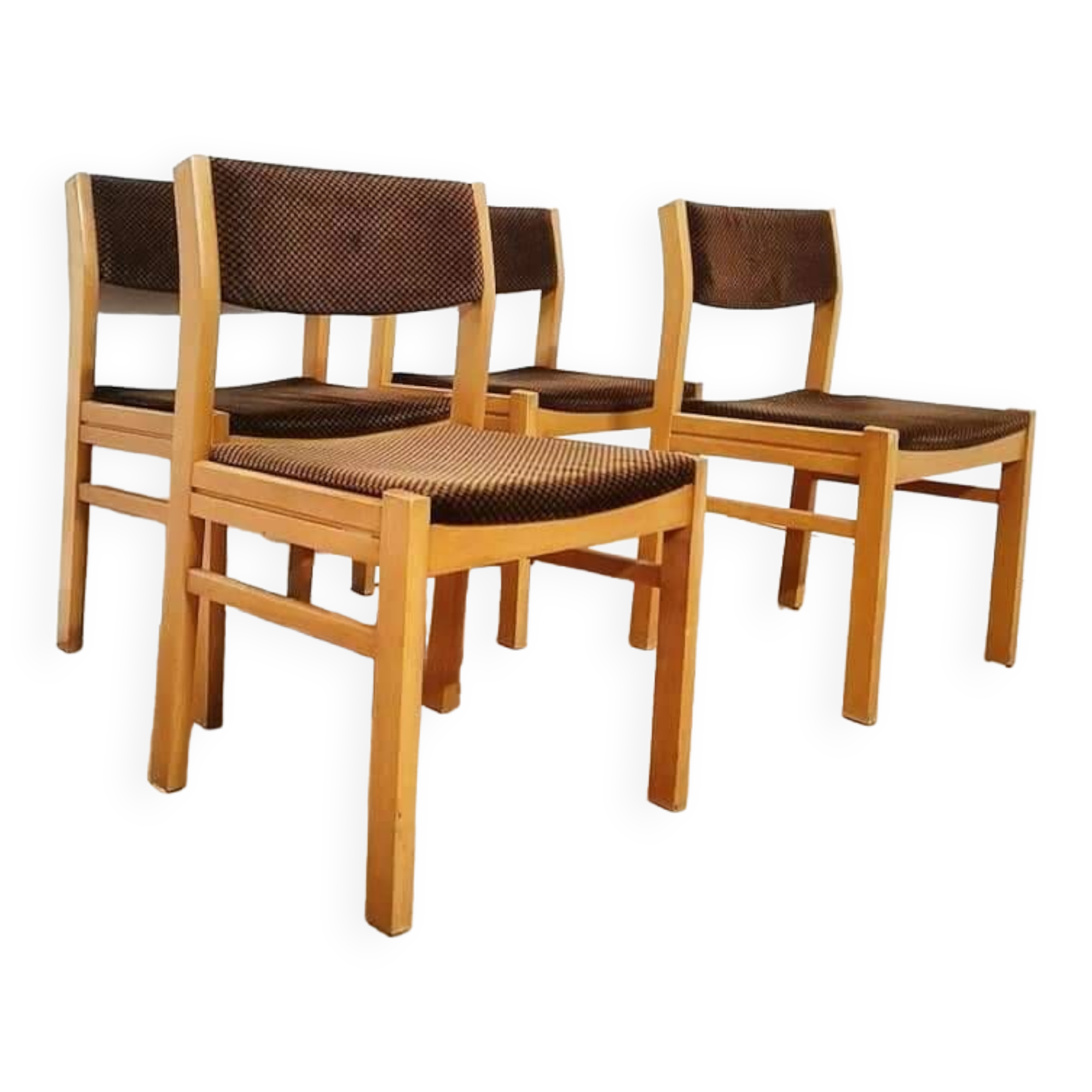 Set of 4 vintage chairs in thick velvet