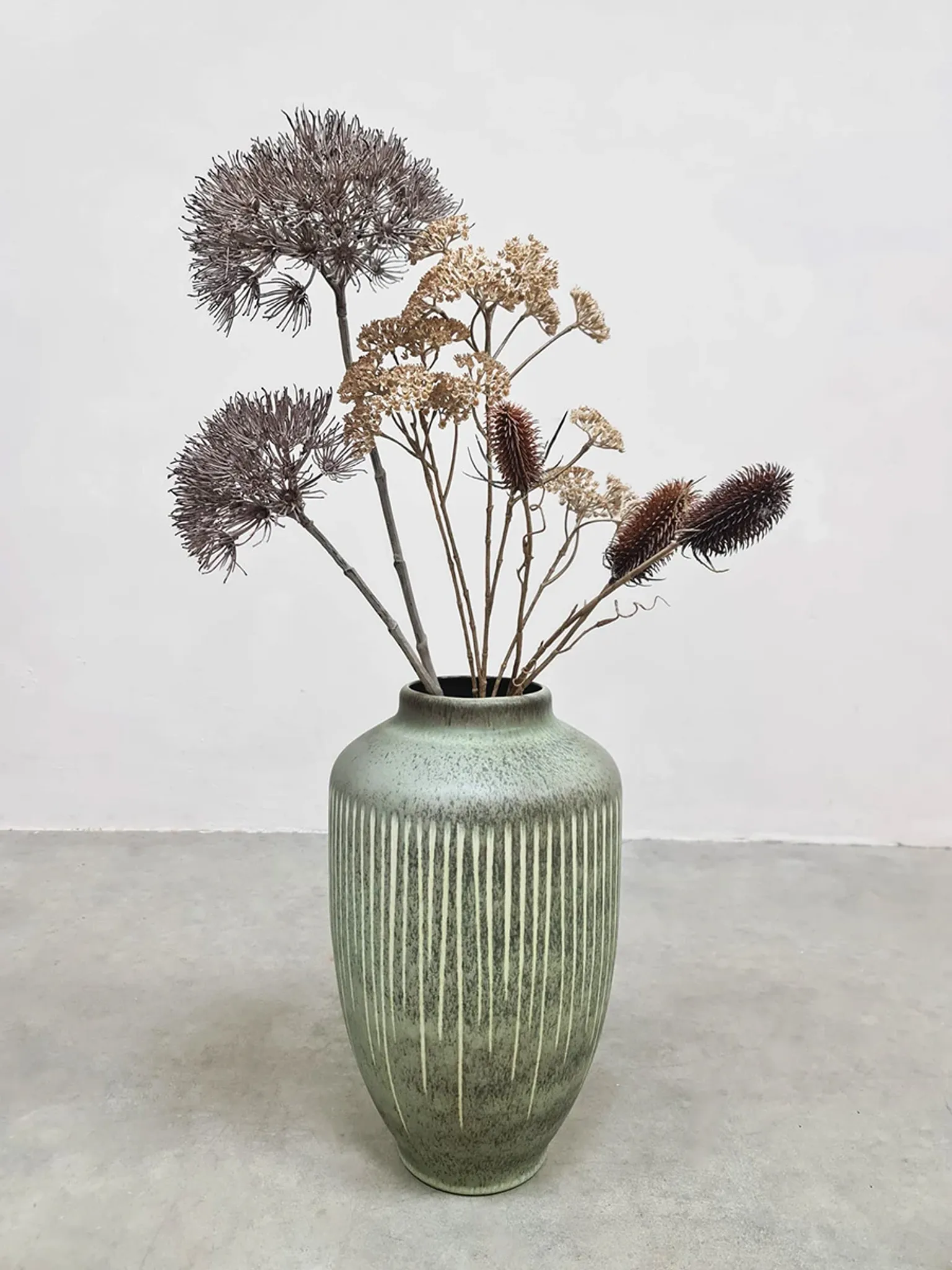 Vintage ceramic textured vase Steuler 'Nature green'