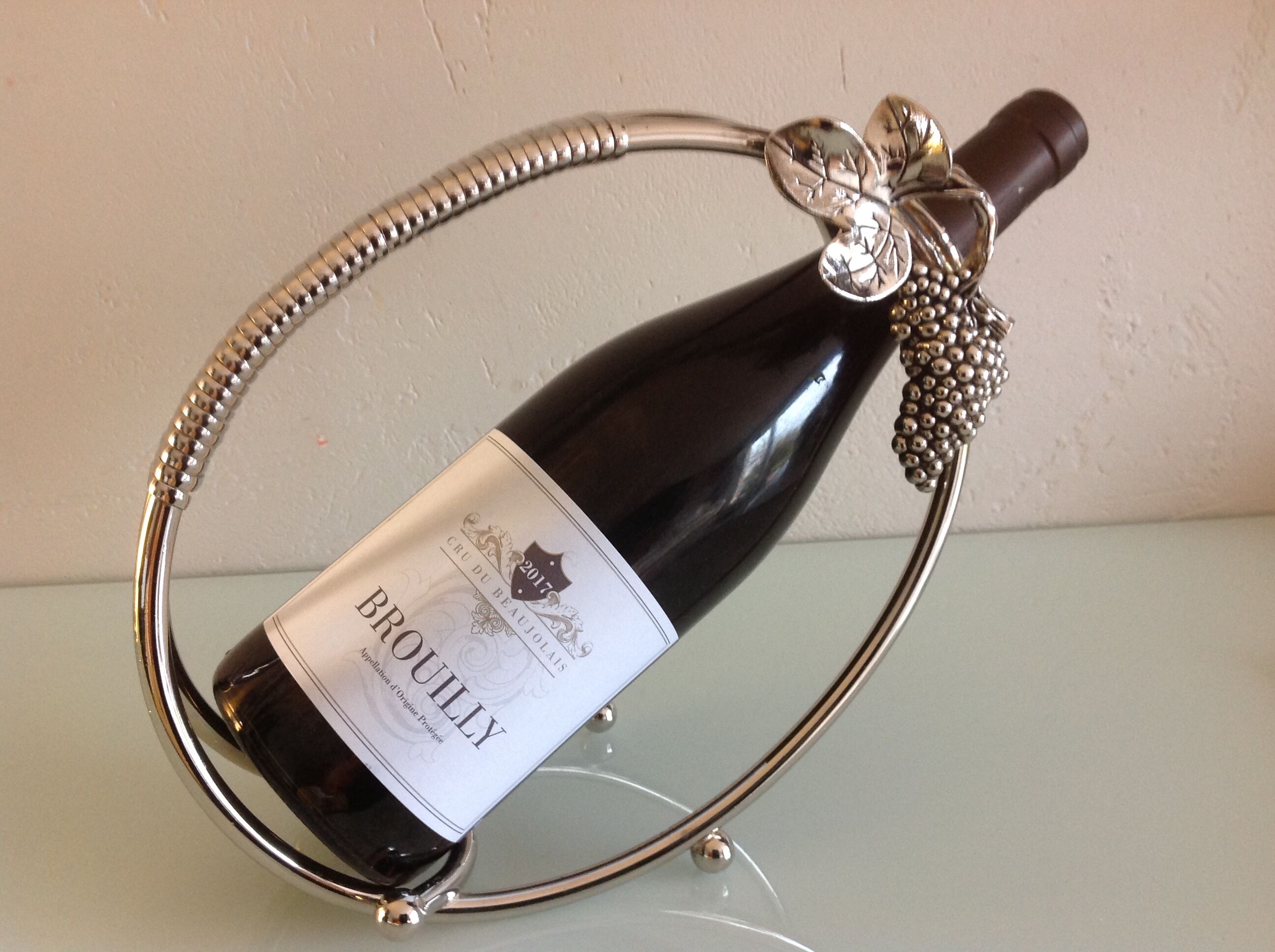 Glass/vintage 70s metal table bottle door