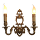 Large Vintage French Bronze Open Back Design Leaf Detail Double Wall Light 4740