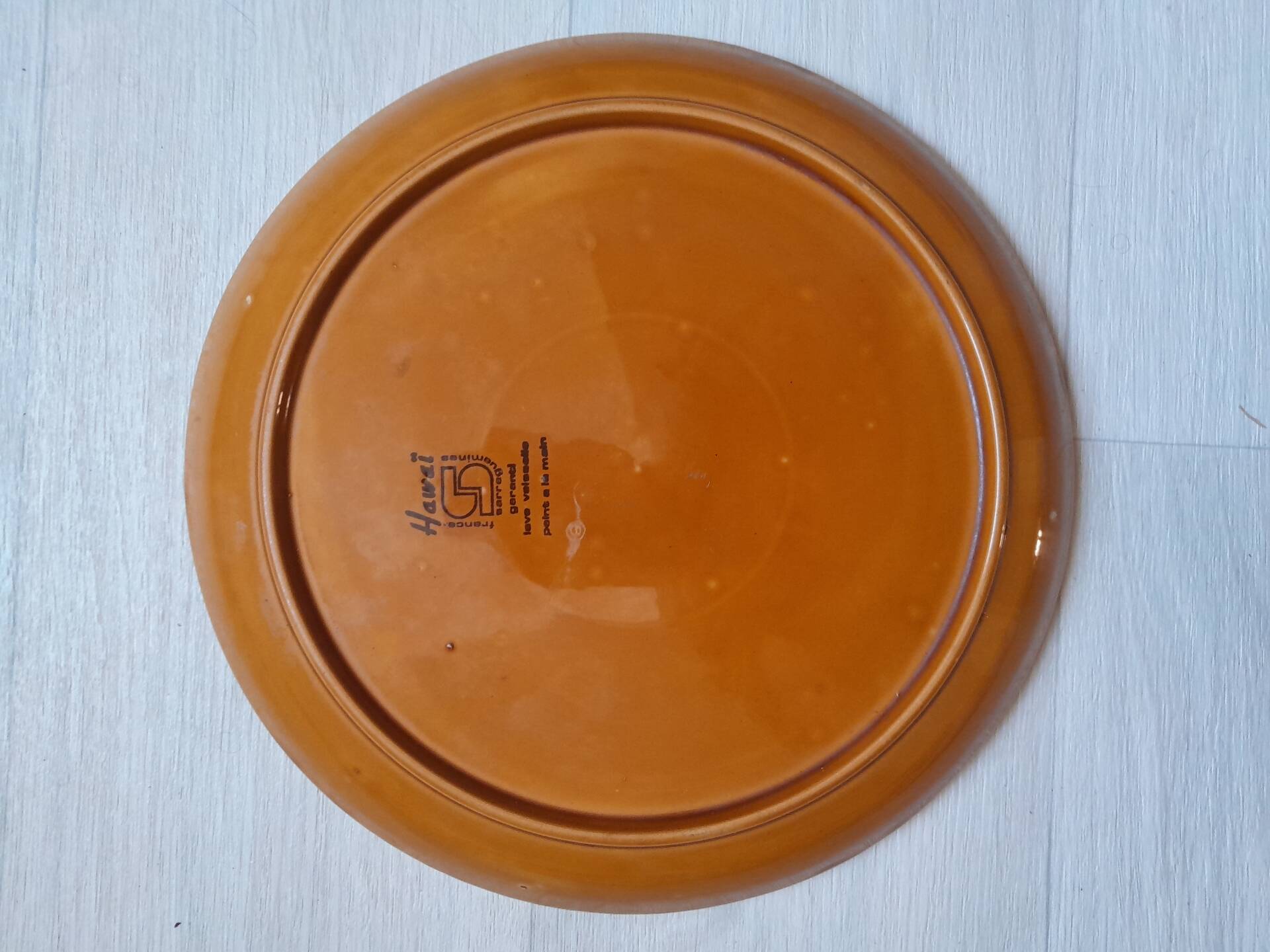Grand plat rond Sarreguemines modèle "Hawaï" - 28 cm - État impeccable