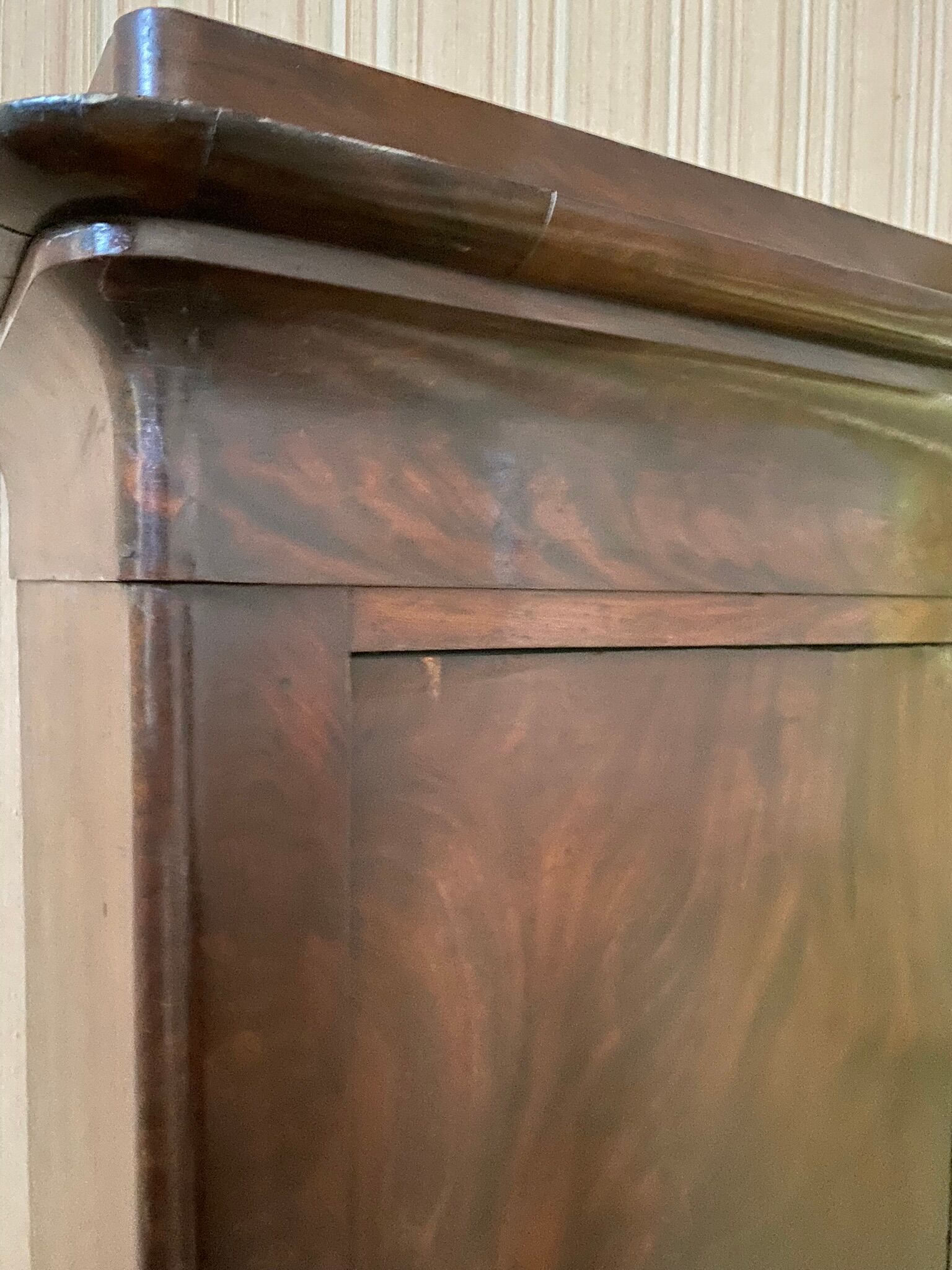 Vintage mahogany wardrobe with large low drawer