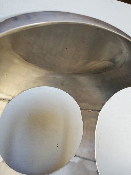 Brushed stainless steel pouffe design 1970