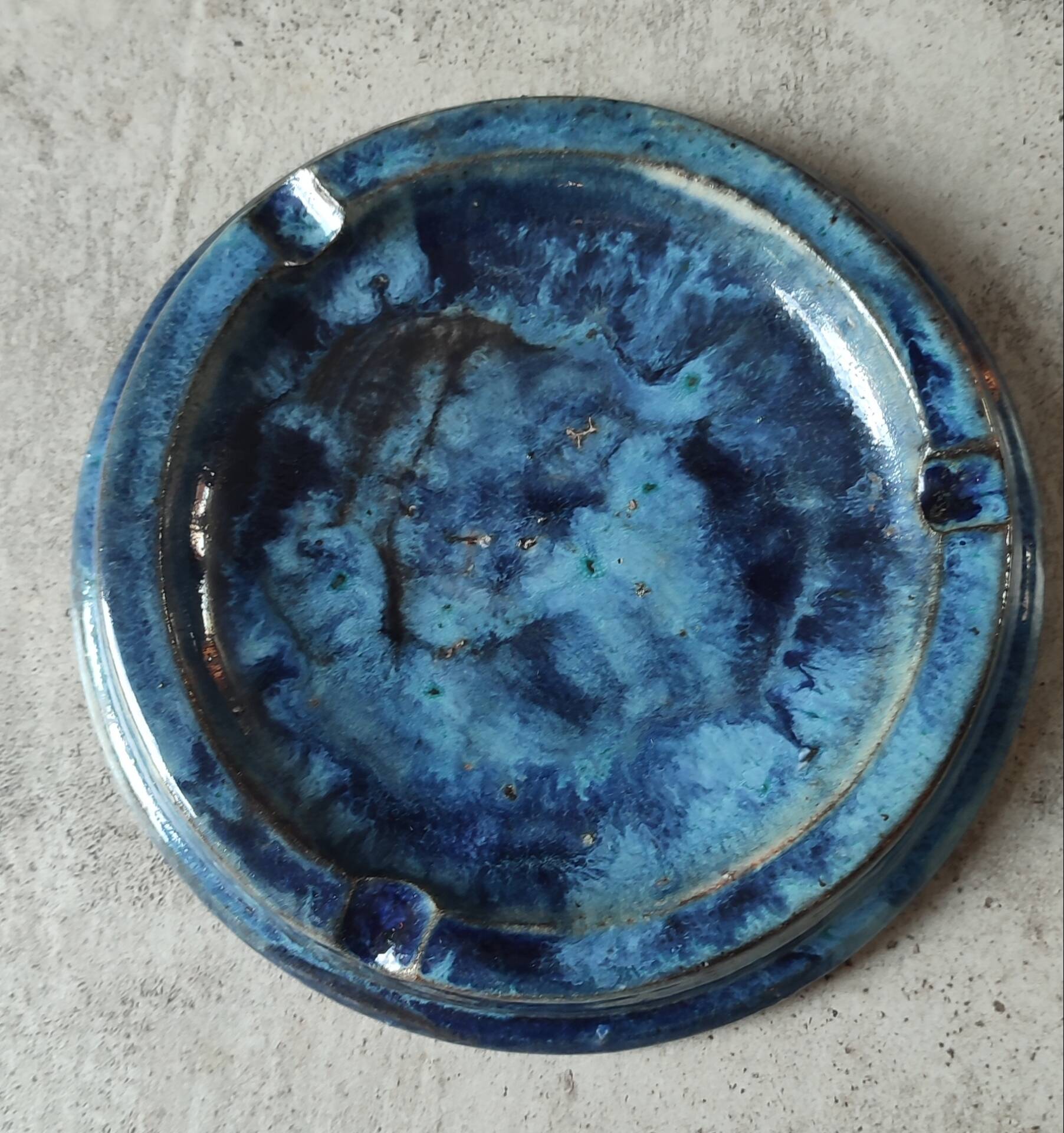Vintage glazed terracotta ashtray by Eugène Alaphilippe (Verneuil-