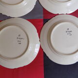 4 flat plates Henriot Quimper earthenware numbered