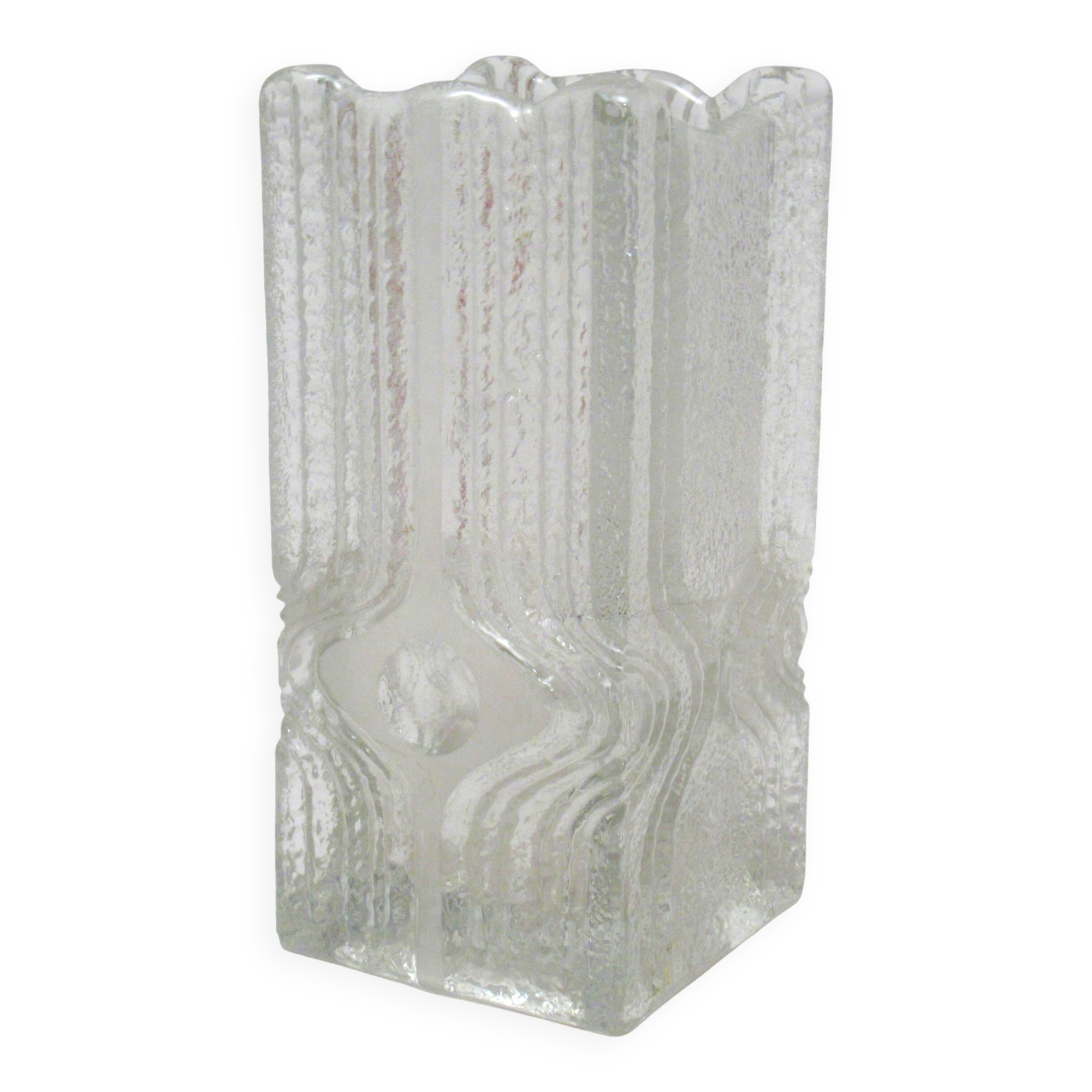Brutalist moulded glass vase from the 1970s.