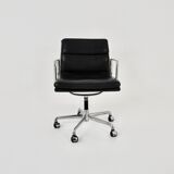 Black leather Soft Pad Chair by Charles & Ray Eames for ICF, 1970S