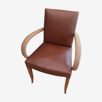 Fauteuil bridge skaï et hêtre