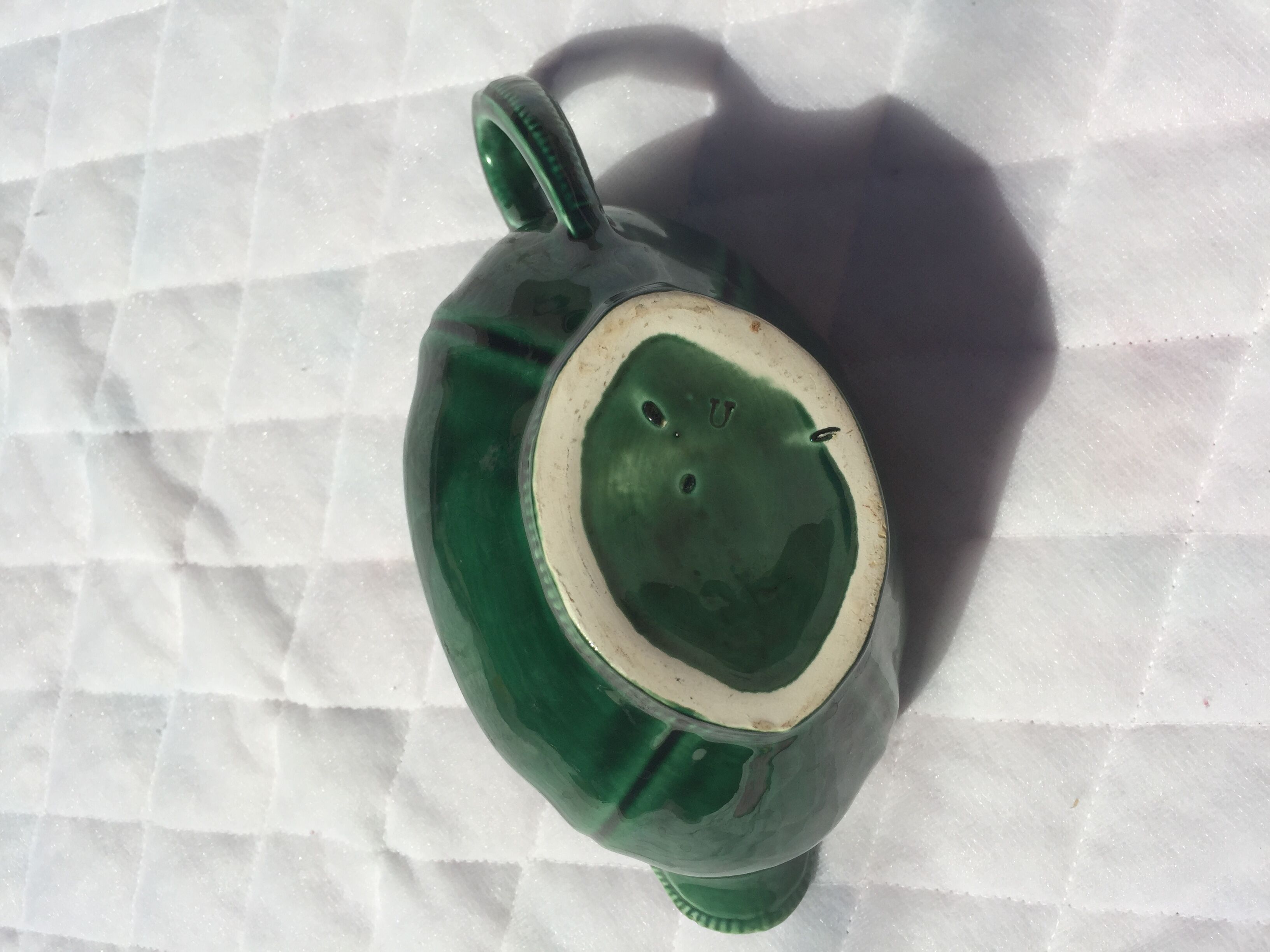 Saucière in green faience