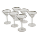 Lot de 6 verres à cocktail, Martini, liseré chromé, Art Déco, 1930