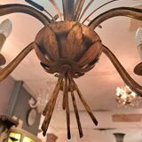 Gold metal reed chandelier