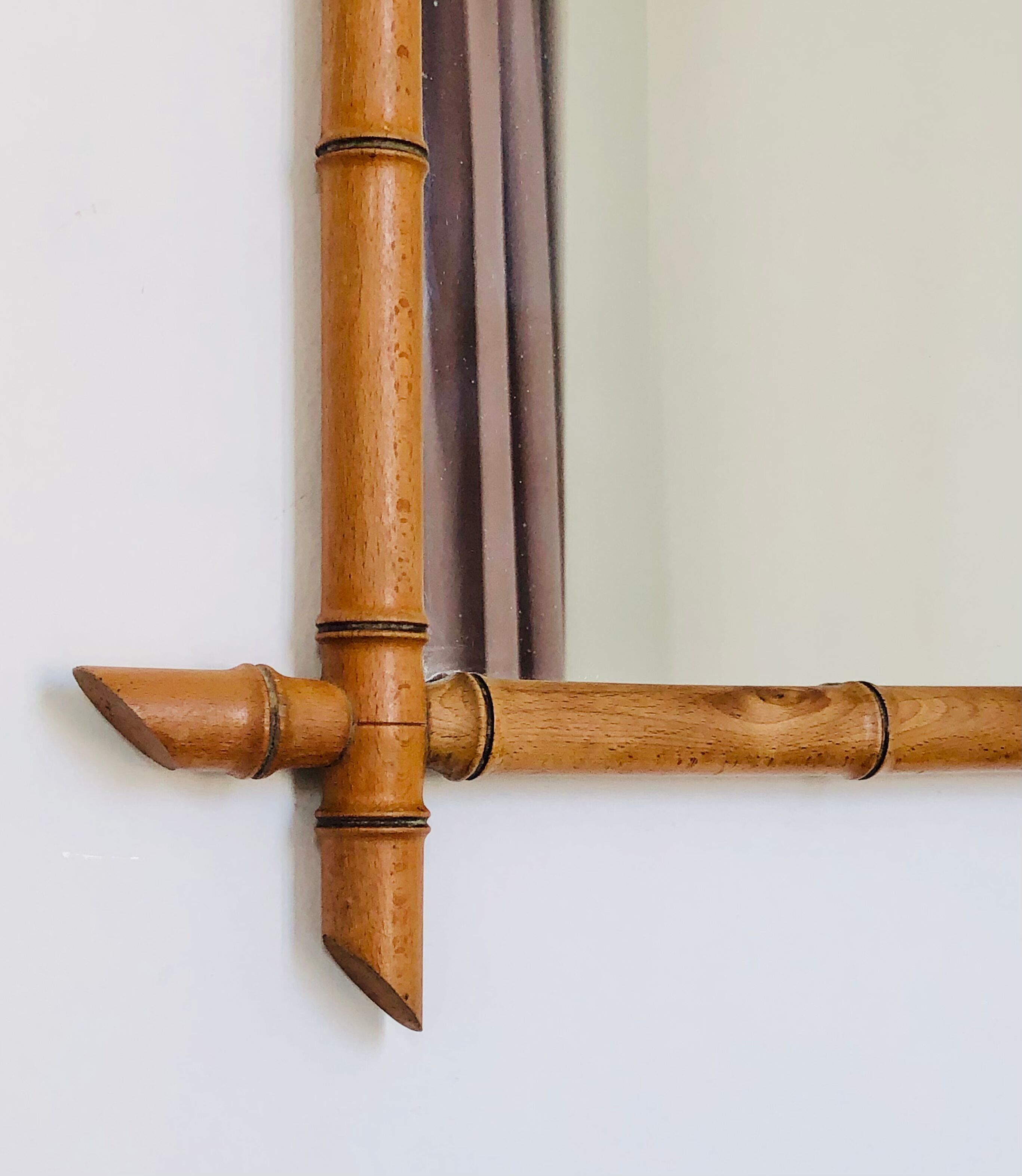 Wall mirror in faux bamboo wood 60x48cm