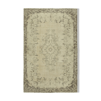 Tapis beige turc noué à la main 190 cm x 293 cm