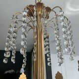 Lustre cascade en bronze et pampilles de cristal