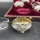 4 salt pots, silver, Ravinet D'enfert, 4 shovels, white glass interior, case, purple interior, 19th century