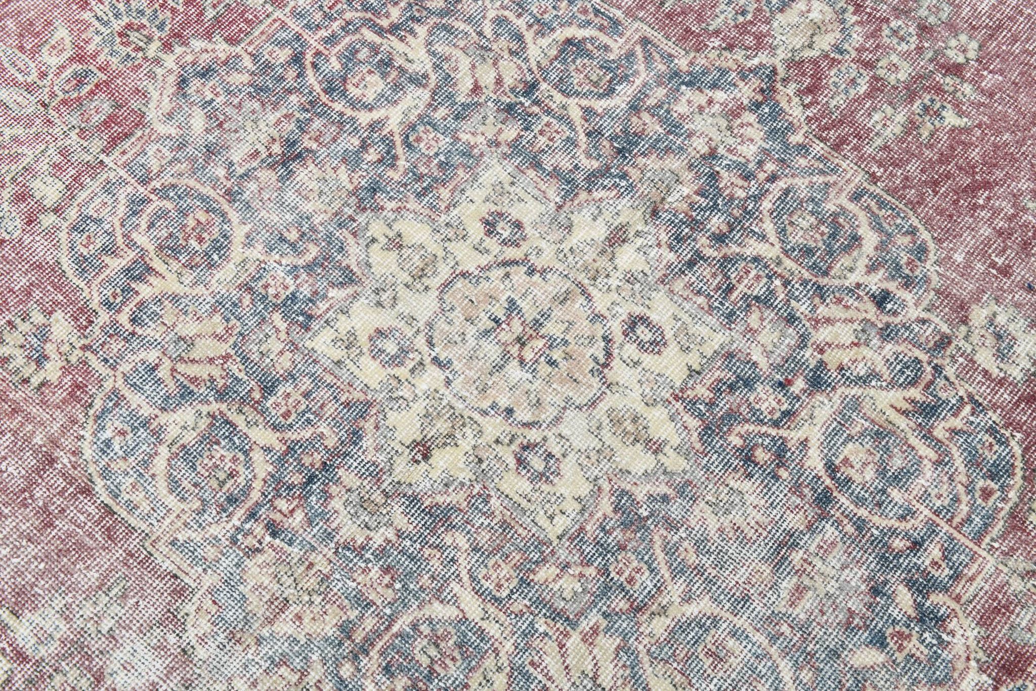 7x10 Faded Grey Beige Turkish Vintage Rug, 216x304Cm
