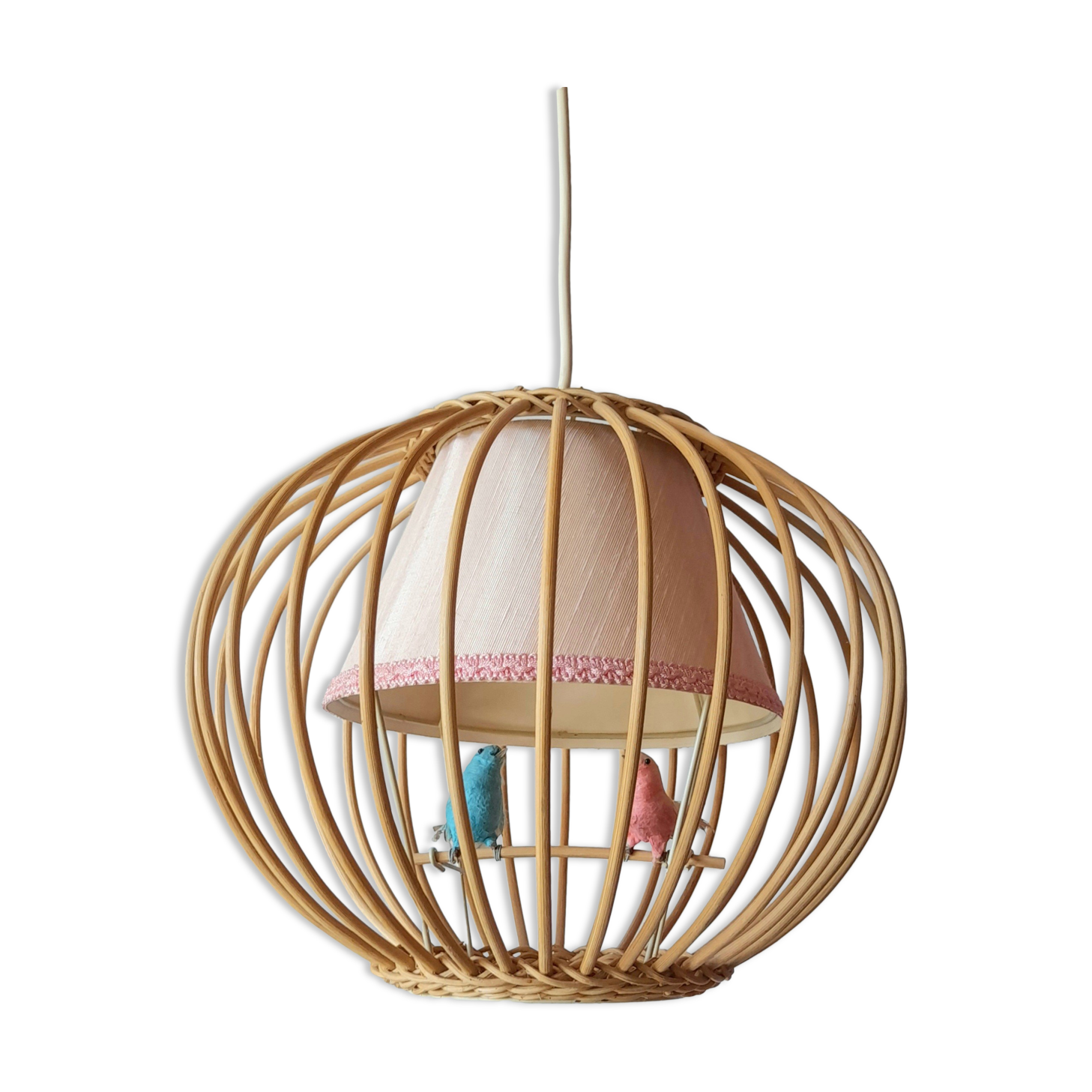 Suspension rattan bird cage 1960