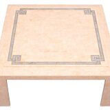 Robert Marcius Pink Tessellated Marble and Brass inlay Coffee table 1970s