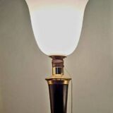 Large MAZDA 1950 Lamp Opaline Tulip/wood/metal