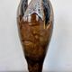 Vintage Mid-Century Modern Studio Pottery Tulip Lotus Bud Pedestal Vase - Earthen Brown & White Glaze