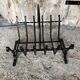 Old vintage black wrought iron fireplace log holder #a574